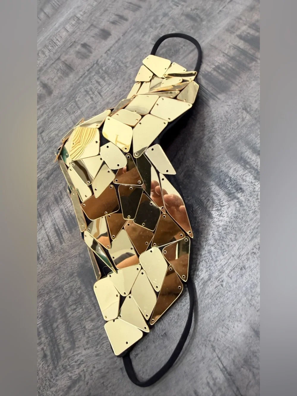 Gold Sequin Decorative Face Mask - Men Accessories